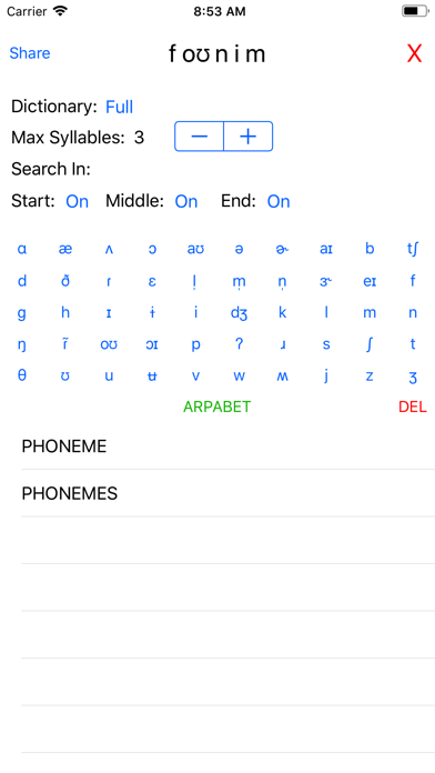 Phonemic Dictionary Screenshot