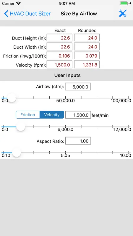 ASHRAE HVAC Duct Sizer screenshot 2 of 10