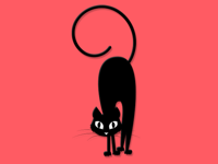 Black Funny Cat Stickers