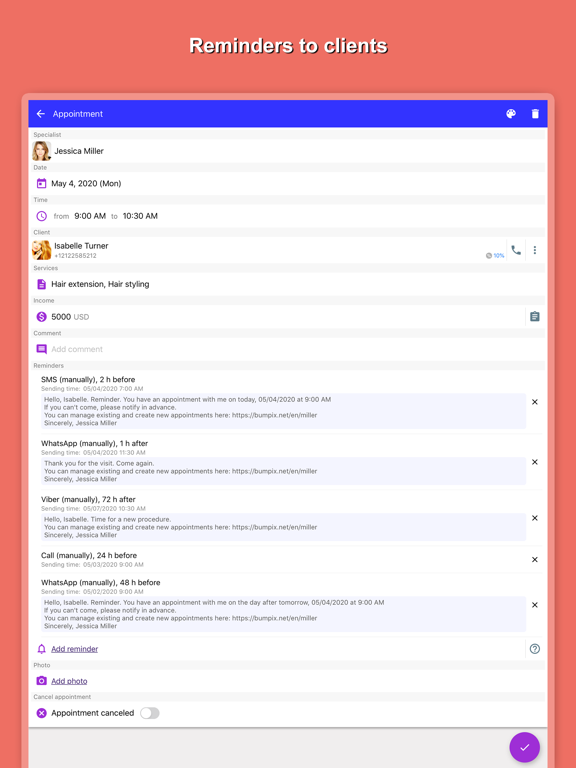 Bumpix: Appointment Scheduling iPad screenshot 8 - Business app
