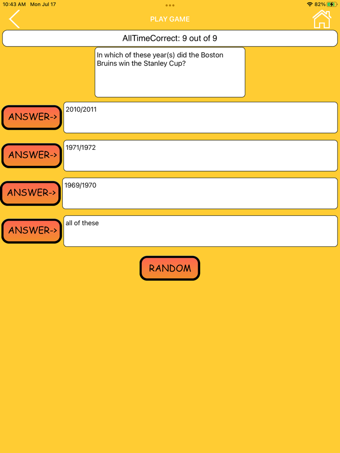 Trivia Game for Bruins Fans
