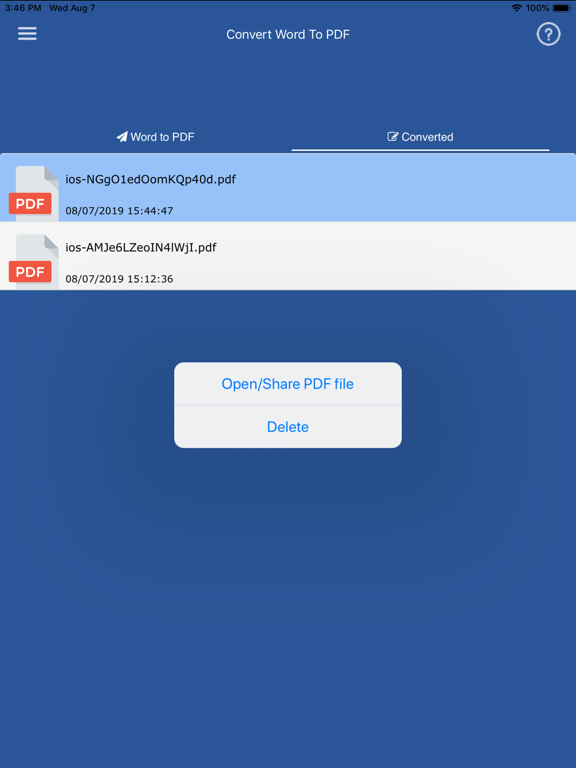 Convert DOC/DOCX to PDF iPad screenshot 4 - Productivity app