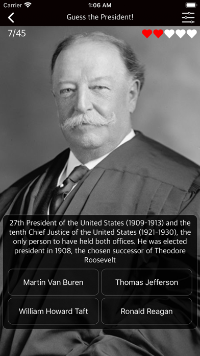 US President Political History Screenshot