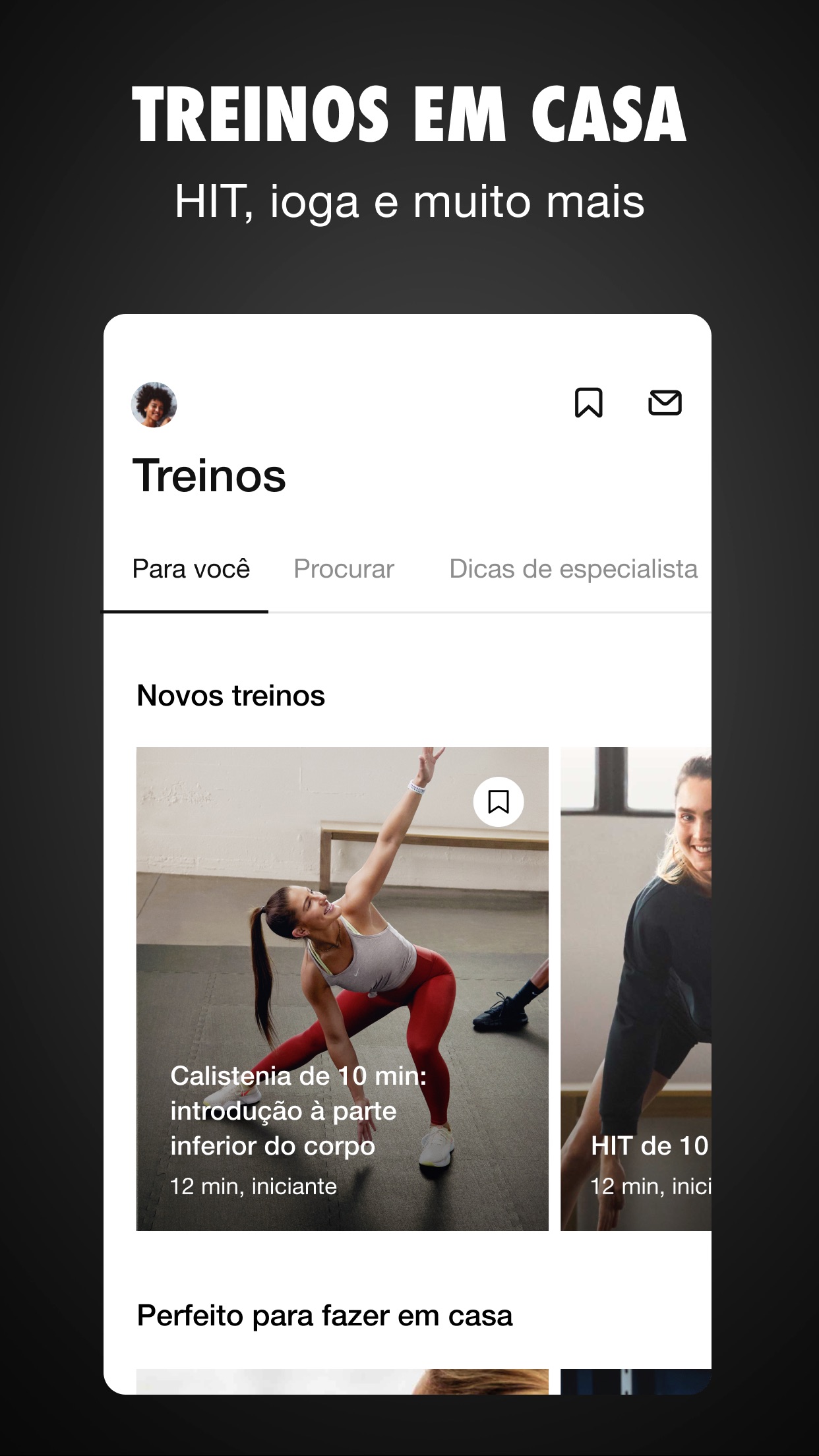 Screenshot do app Nike Training Club – Fitness