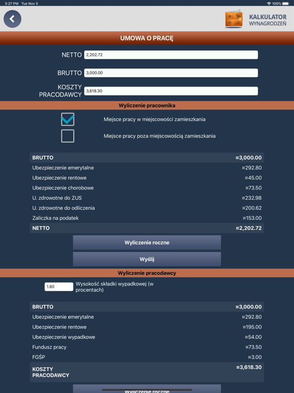 Polish Salary Calculator iPad screenshot 8 - Finance app