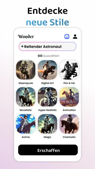Screenshot von Wonder - AI Art Generator auf dem iPhone 4