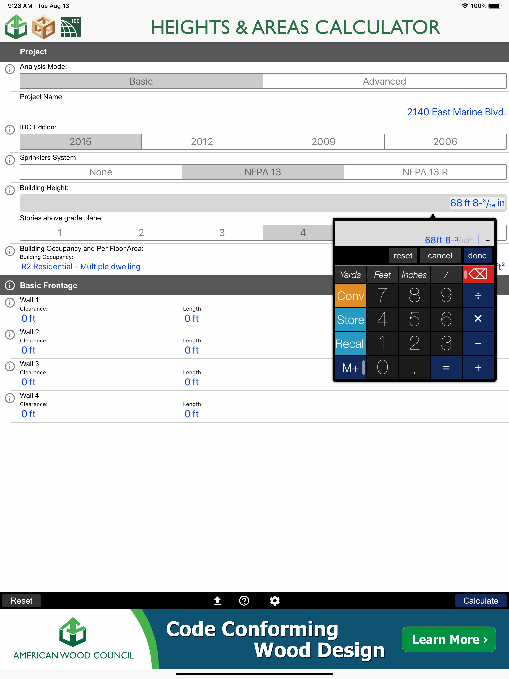 Heights and Areas Calculator