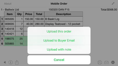 Cloud-In-Hand® Mobile Order Screenshot
