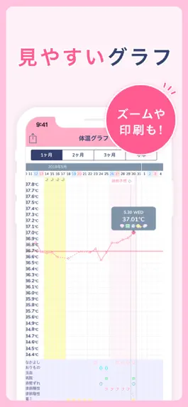 Game screenshot シンプル基礎体温：体温記録の人気の生理管理グラフ apk
