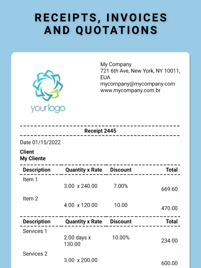 Receipt Invoice and Estimate