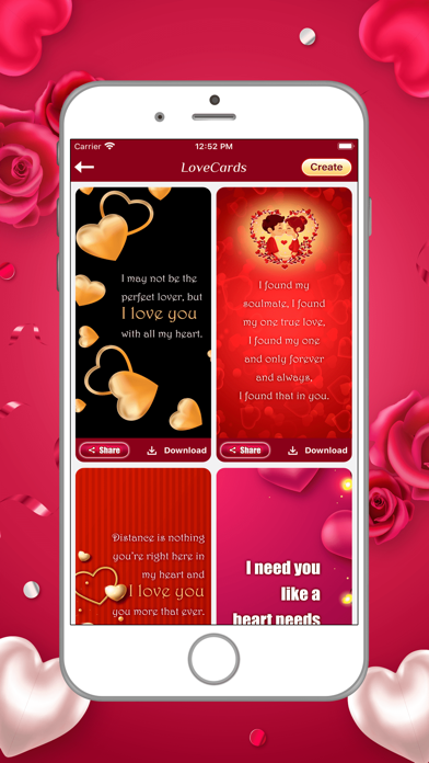 Love Quiz Cards Quotes Screenshot