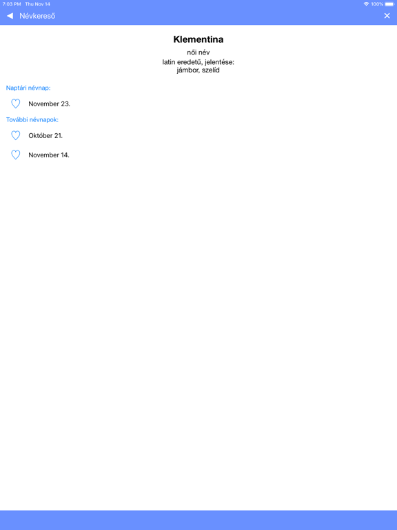 Névnaptár iPad screenshot 6 - Business app