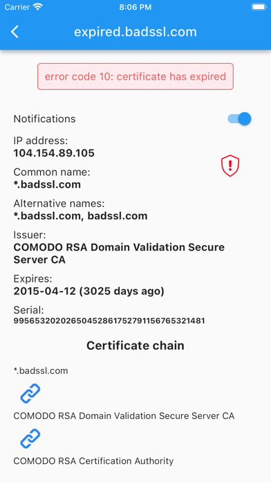 SSL Certificate Test Screenshot