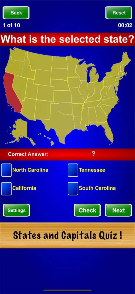 States and Capitals Quiz !