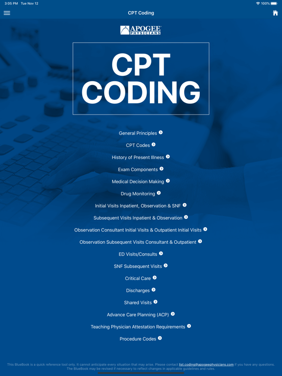 Apogee BlueBook iPad screenshot 3 - Medical app