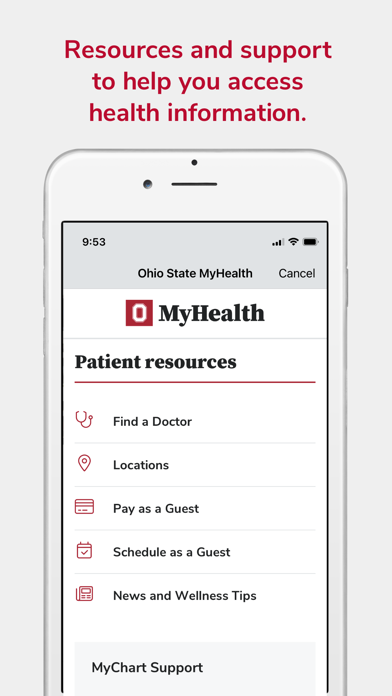 Ohio State MyHealth Screenshot