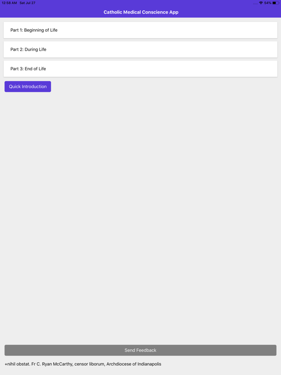Catholic Medical Conscience iPad screenshot 1 - Medical app