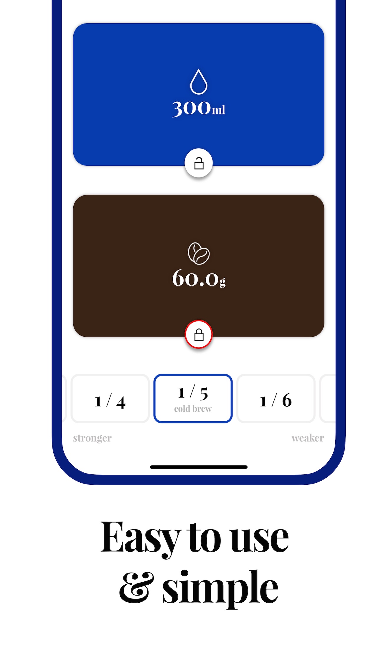 Screenshot do app Coffee Brew Ratio Calculator