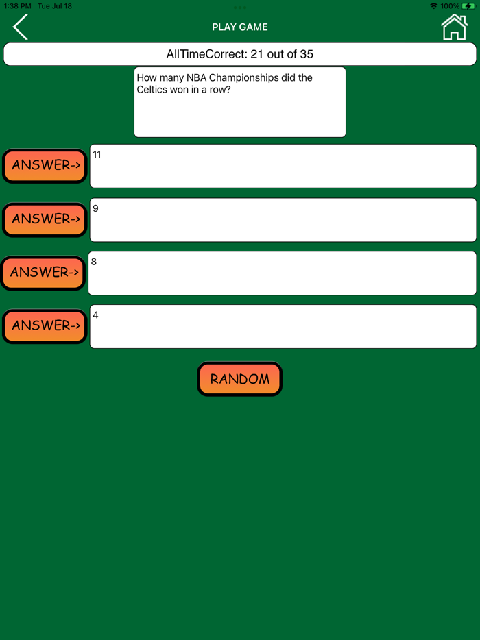 Trivia Game for Celtics Fans