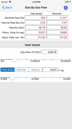 HVAC Pipe Sizer - Gas Low screenshot 2