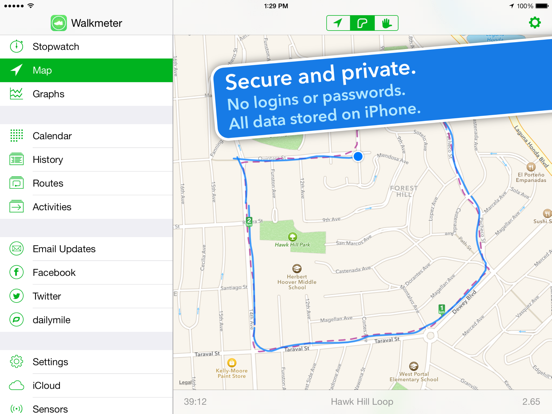 Walkmeter Walking & Hiking GPS iPad app afbeelding 2