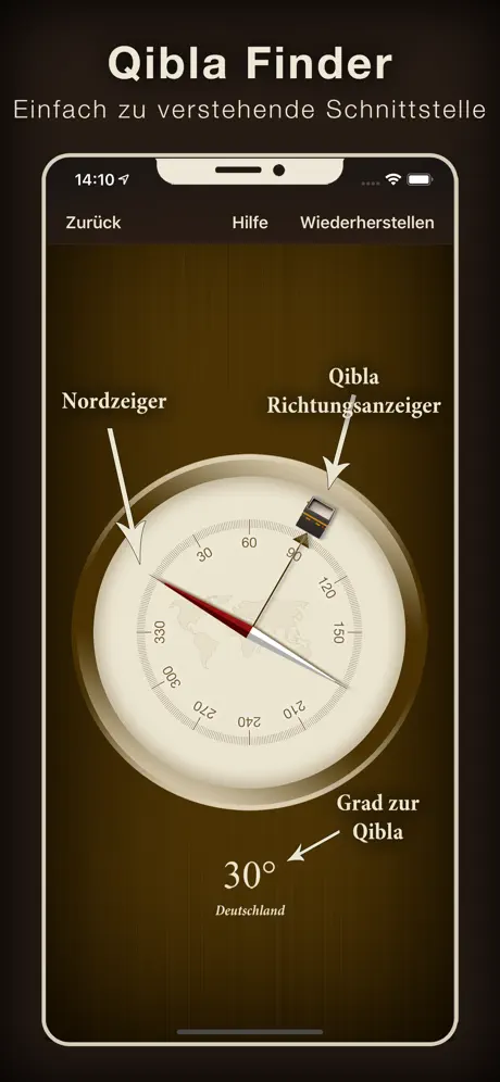 Qibla Kompass (Kaaba Locator)