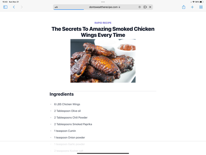 Recipe Reader for Safari
