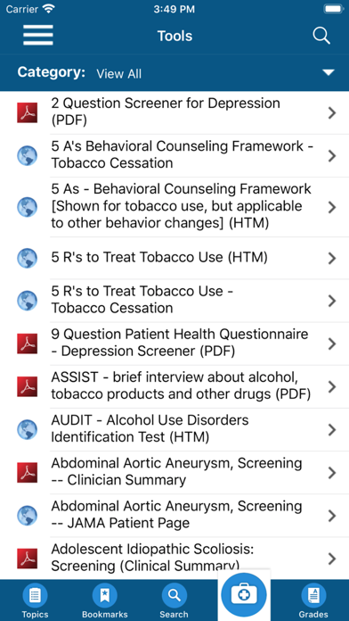 USPSTF Prevention TaskForce Screenshot