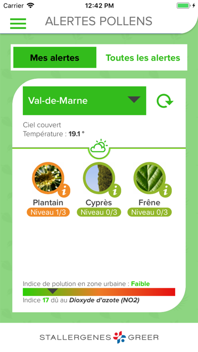 Screenshot #1 pour Alertes Pollens