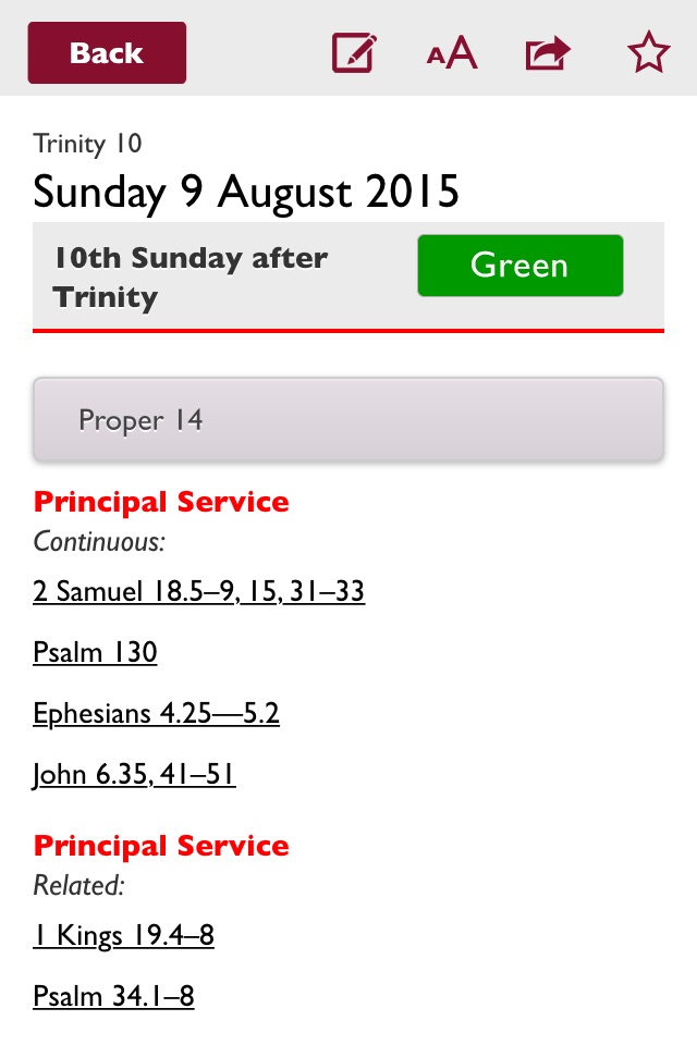 Lectionary screenshot 2