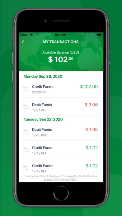 Intermex Payroll Card Screenshot