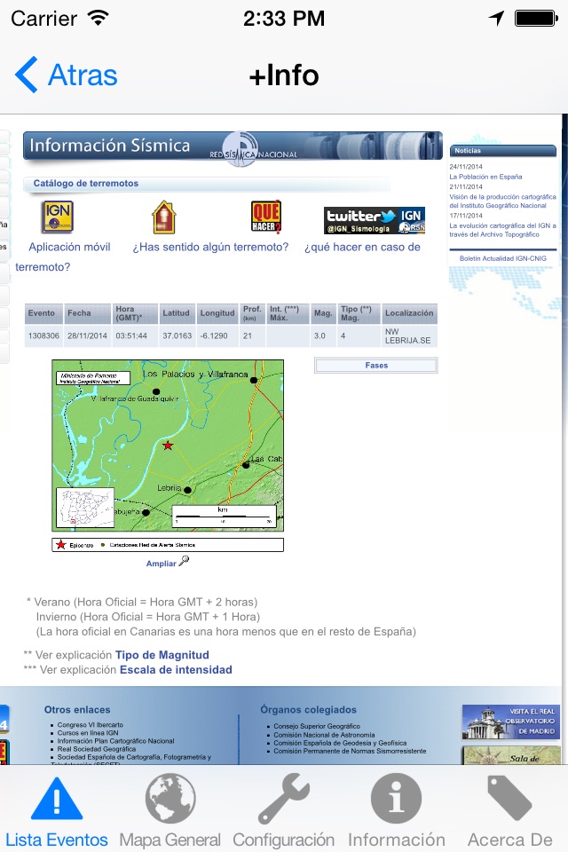 IGN Terremotos screenshot 2