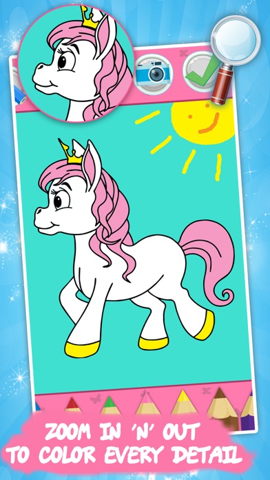 Coloring book Unicorn & Horses Screenshot