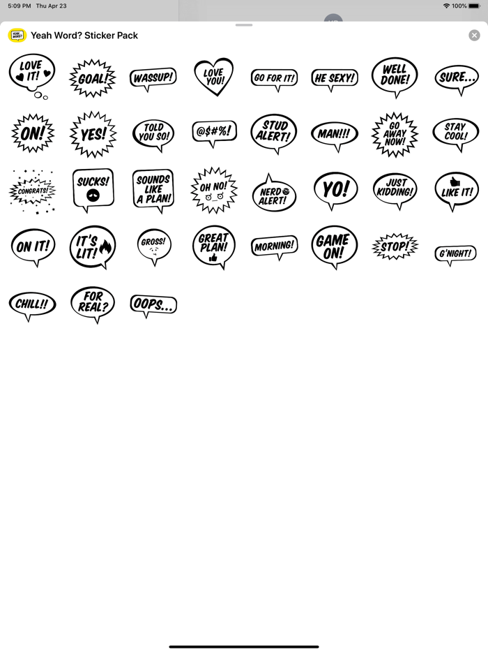 Yeah Word Sticker Pack