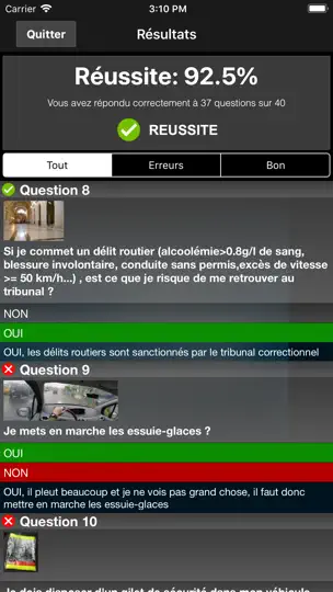 Capture d'écran de Quiz Code De La Route sur iPhone 4