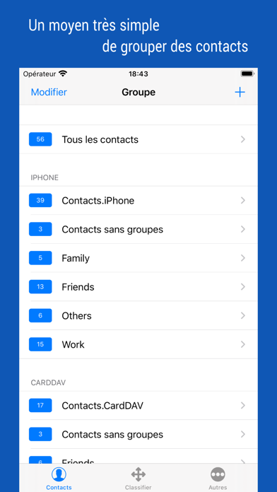 Screenshot #1 pour iContacts: Contacts de groupe