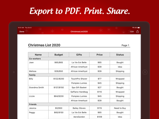 The Christmas Gift List Pro iPad app afbeelding 4