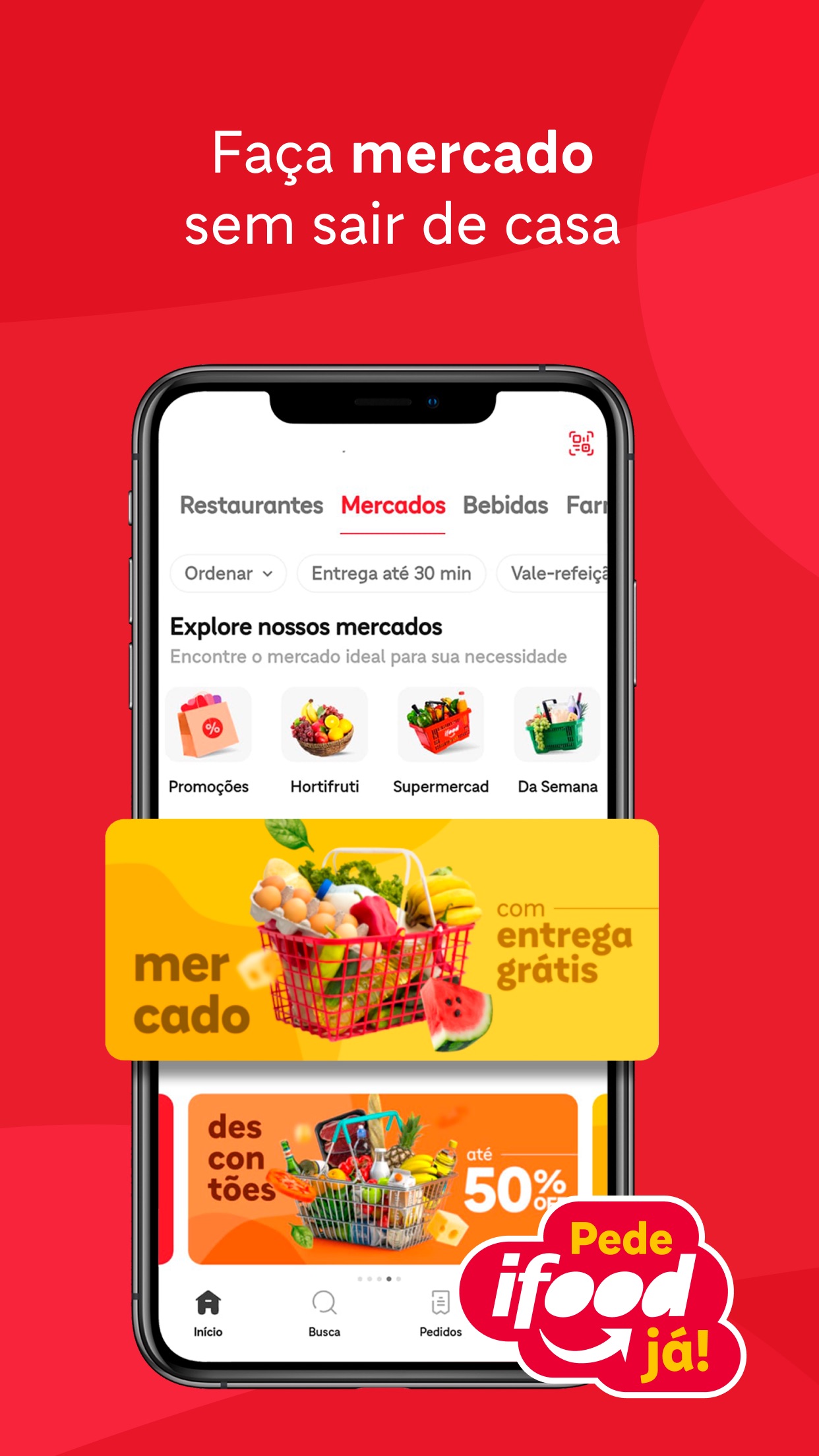 Screenshot do app iFood: pedir delivery em casa