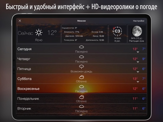 14 Дней Прогноз Погоды iPad screenshot 4