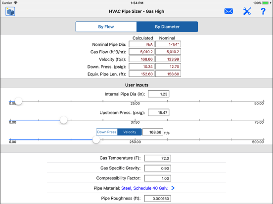 Screenshot #4 for HVAC Pipe Sizer - Gas Plus