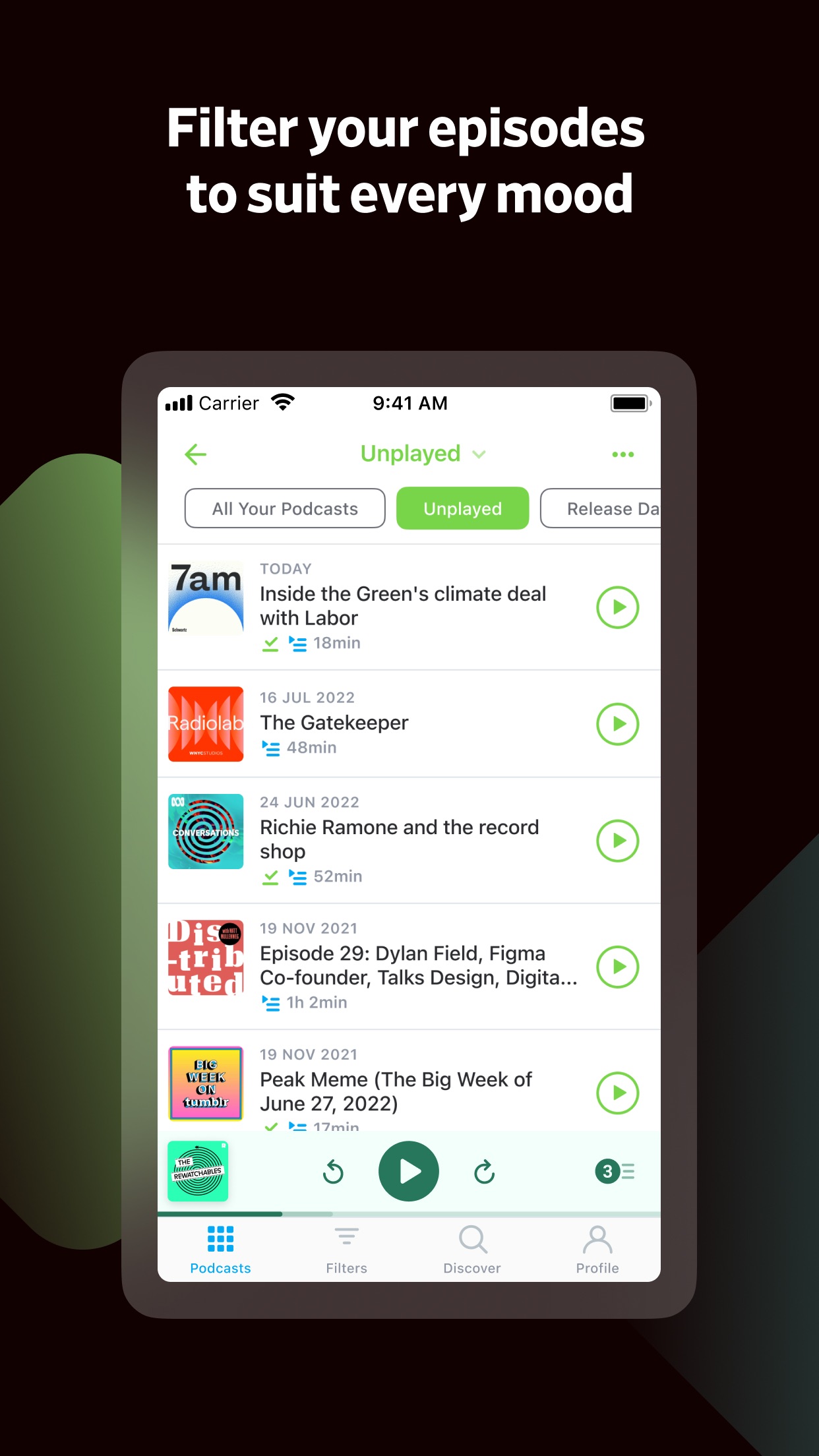 Screenshot do app Pocket Casts: Podcast Player