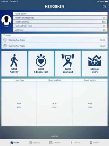 Hexoskin app screenshot 2