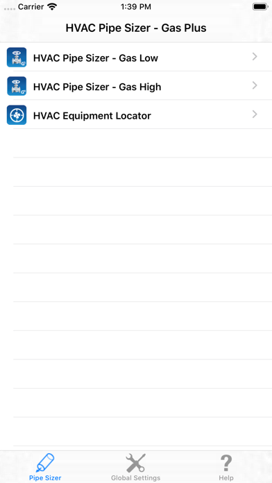 HVAC Pipe Sizer - Gas Plus Screenshot