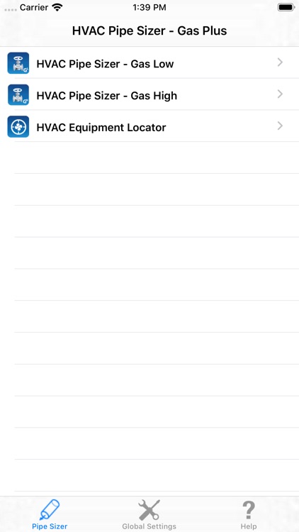 HVAC Pipe Sizer - Gas Plus