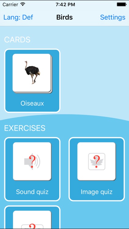 Birds Learning Cards