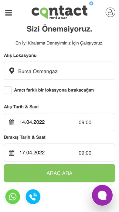 Contact Rent A Car Screenshot