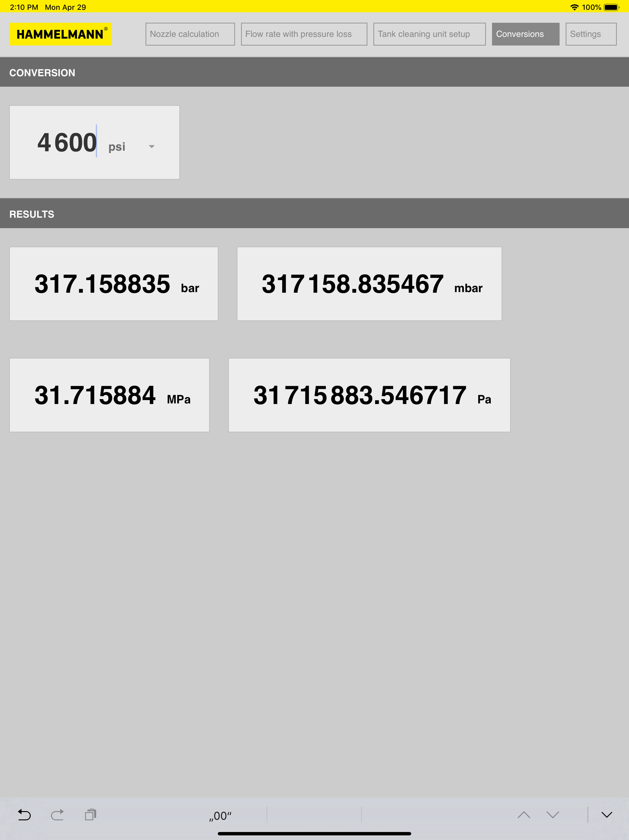 Water Jetting Calculator