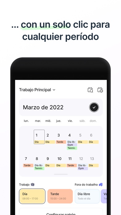 Calendario de turnos y eventos