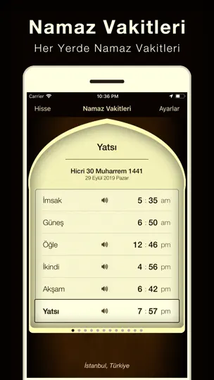 Namaz Vakitleri - Ezan Alarmi iPhone Ekran Görüntüsü 1