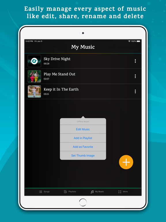 Offline Music Player Lite iPad screenshot
